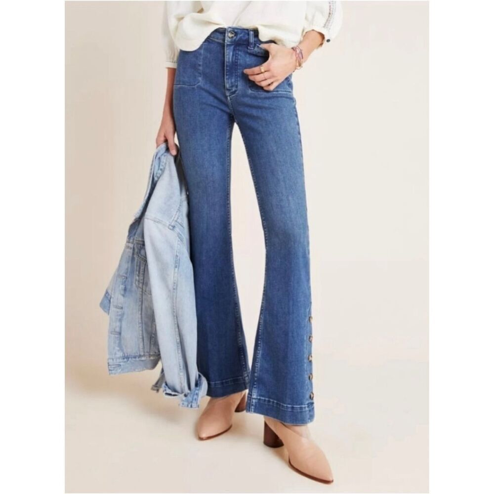 Pilcro and the Letterpress high-rise Bootcut Buttoned leg Jeans size 26R